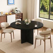 CuisinSmart Round Dining Table,43.3''-59''Extendable Round Dining Table For 4-8,Modern Dinner Table With Wood Base,Kitchen Oval Dining Table For Dining Room, Living Room(Table Only) - Black - View 8