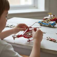 TendenciaSet 6 Rompecabezas Armable Bloques Madera Modelo Avion AutosCalidad premium - 1 - Ver 7