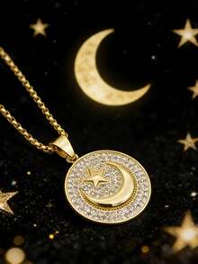 1件穆斯林新月星伊斯兰项链，男女通用护身符，伊斯兰首饰，送朋友的礼物 - 時尚新款 - 查看 5