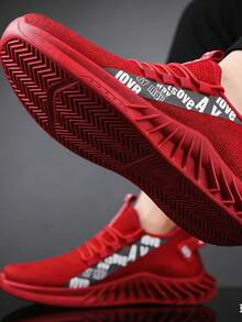 Zapatillas deportivas con diseño de paneles para hombre. - Rojo - Ver 3