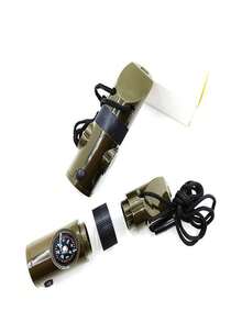 7-In-1 Portable Outdoor Survival Whistle With LED Flashlight, Compass, Thermometer, High Decibel - Multicolor - View 9
