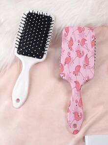 1pc Classic European Style Animal Series Air Cushion Comb, Featuring Elegant European Style Animal, Lucky Bird, Flamingo Pattern Design, Straight Hair Comb, Made Of PC+TPU Material