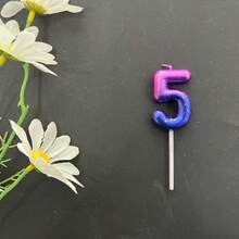 1pc Purple & Blue Galaxy/Space Gradient Numbered 0-9 Candle, Creative Romantic Party Dreamy Gradient Candle - Purple-blue Gradient - View 15