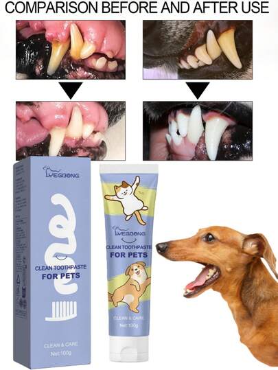 Pet Dental Toothpaste, Cleans Tartar And Stains, Repairs Teeth, Whitens Oral Care. Pet Toothpaste, Cat Dog Toothbrush Toothpaste Set, Removes Dog Tartar And Bad Breath. Edible, Suitable For Cleaning And Brushing. Professional Pet Toothpaste, Suitable For Cats And Dogs, Removes Tartar Buildup, Eliminates Bad Breath. Freshens Breath, Removes Tartar.