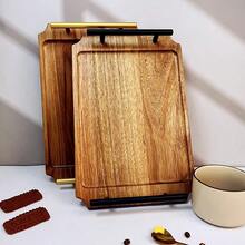 1个相思木托盘 - 金属把手早餐托盘(黑色,金色把手),托盘,盘子,木制托盘,厨房托盘,食品托盘,上菜托盘,金色托盘,开胃菜托盘,蔬菜盘,适用于咖啡、小吃、菜肴,餐桌装饰,餐饮托盘,婚礼装饰,浴室装饰,家居装饰,房间装饰,客厅装饰,生日装饰 - 芥末黃 - 查看 3