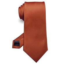 RBOCOTT Solid Color Tie Formal Necktie For Men,Rust - Rust - View 1