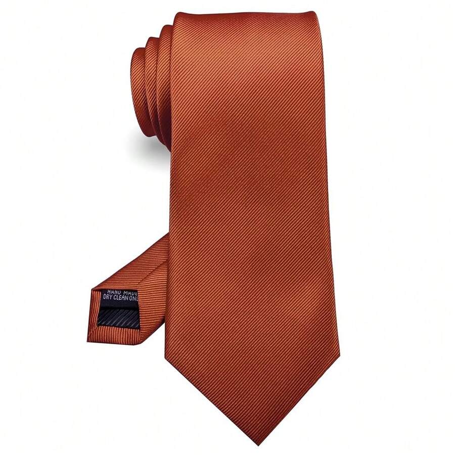 RBOCOTT Solid Color Tie Formal Necktie For Men,Rust - Rust - View 1