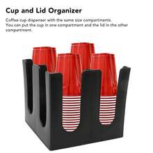 Square 4 Grids Disposable Coffee Cup Dispenser Organizer Plastic Cup and Lid Organizer for Restaurant Offices Coffee Shops Lounges - Negro - Ver 3