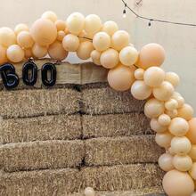 124/60/10个裸色气球，多种尺寸（18英寸、12英寸、10英寸、5英寸），杏色波西米亚风乳胶气球，适用于生日、毕业典礼、新娘送礼会、波西米亚婚礼、周年纪念、性别揭晓派对、丛林主题派对装饰 - 杏色 - 查看 7