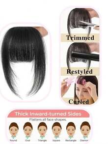 Clip-In Hair Bangs Extensions,With Invisible Clips Airy French And Air Bangs Thin Hair With Temple Coverage For Women Curved Bangs Easy To Style For Daily Wear (Black And Red, French Bangs),38547309 - Black - View 5
