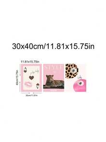 3 piezas Cuadros de arte de pared con estampado de leopardo y guepardo, impresiones de bolas de billar con suerte, pinturas en lienzo de estilo rosa femenino, decoración de lujo y estética, arte de pared de leopardo rosa para dormitorio de niña, apartamento, dormitorio, decoración de sala de estar, oficina, cocina, arte de pared, decoración de pared, decoración del hogar, decoración de habitación, arte en lienzo, carteles, arte de pared con marco, marco opcional - Multicolor - Ver 14