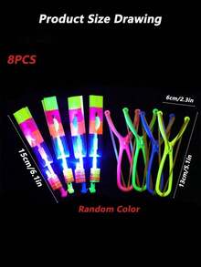 5-Piece Set Of Slingshot UFO Toys With LED Lights, Interactive Family Games, Outdoor Glowing Flying Fun Toys, Suitable Gifts For Family And Friends, Birthday Gifts, Friend Gifts, Flying Gifts, Glowing Toys - Multicolor - View 5