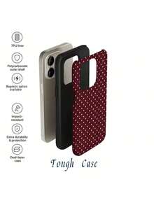 Ốp điện thoại chấm bi, mờ, màu đỏ tía, tương thích với iPhone 17/16/15/14/13/12 Plus/Pro Max - Màu Đỏ Sâu - Xem 8