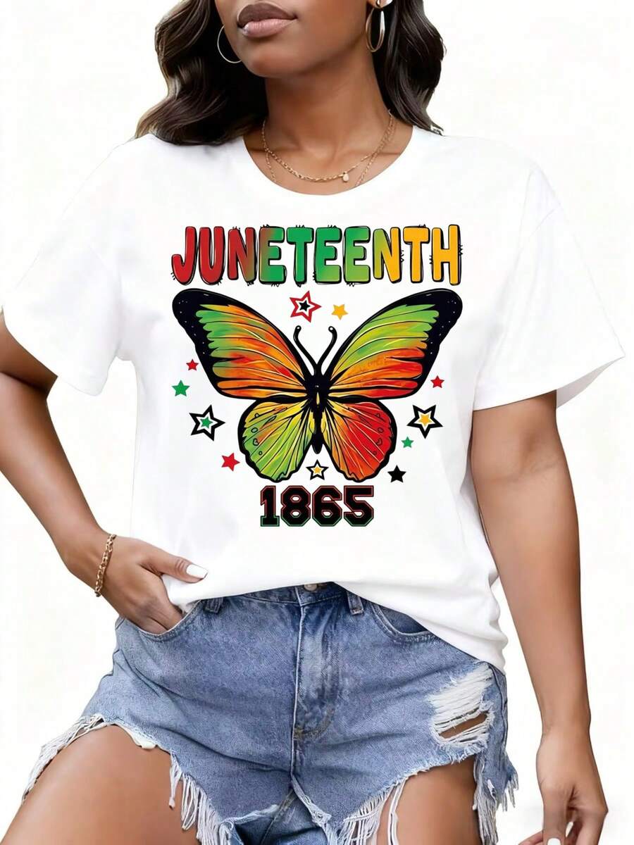 Juneteenth 1865 Butterfly T Shirt Celebrating Freedom And Heritage For Women And Men - trắng - Xem 1