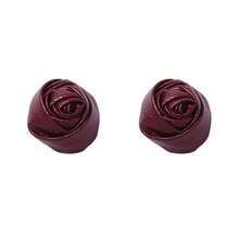 French Valentine's Day, Niche Winter Atmosphere, Leather Buds, Roses, Two-Color Stud Earrings, Premium Versatile Women's Models - Dark Red - View 5