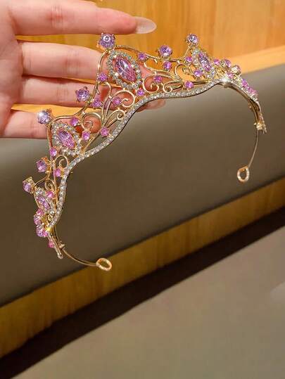 1pc Women's Luxurious 3D Crystal Crown, Elegant Lightweight Luxury Style, Hair Hoop, Suitable For Various Festivals, Bridal Headpiece, Bridesmaid Accessory, Birthday Gift, Party, Tiara, Crowns, Costume Crown, Hair Garland, Head Wreath