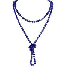Firstmeet Fashion Beads Rope Knot Long Beaded Necklace Versatile 60\ Strand Costume Jewelry For Women - blue - View 1