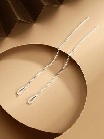 1 para kolczyków ze srebra próby S925, modny i popularny design, minimalistyczna linia i zdobienie frędzlami, delikatne kolczyki, biżuteria na prezent dla kobiet, dziewczyny, przyjaciółek, do noszenia na co dzień