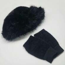 Women's Elegant White Mongolian Hat (Half-Covered), Suitable For Winter Wear, Paired With Fingerless Gloves, Made Of Polyester Fabric, Windproof And Warm, No Brim Design, Minimalist Style, Elastic And Snug Fit, Ideal For Daily Wear, Photography, Outdoor Activities, And A Perfect Choice For Women In Winter - Multicolor - View 9