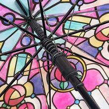 High-Quality Japanese Style Stained Glass Window Floral Transparent Automatic Folding Umbrella For Students - Multicolor - View 9