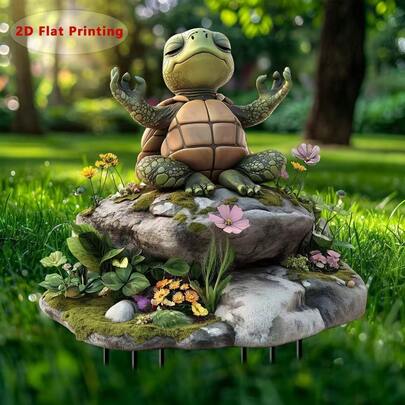 1pc Cross-Border 2D Acrylic Turtle Garden , Decorative Planter Marker For Holiday Atmosphere