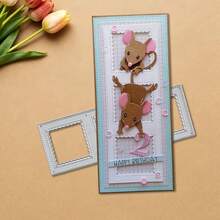 Creative The Mouse And The Picture Frame Metal Cutting Dies, DIY Scrapbooking Album And Embossing Stencil, Greeting Card Making Tool, Card Paper Cutting Crafts ,Gift Card Making Template Die Cuts. - Silver - View 4