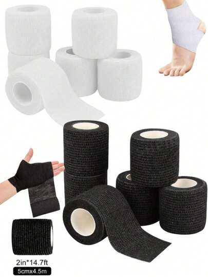1/7 Roll Sports Bandage, Elastic Bandage, Finger And Ankle Brace Fixation, For Wrist, Waist, Knee And Elbow Protection, Suitable For Football, Basketball, Running, Fitness, Badminton, Tennis (Size: 5cm*4.5m)