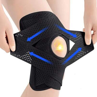 Plus Size Knee Compression Wrap Brace - Breathable Adjustable With Side Stabilizers Men & Women - Comfortable & Flexible Leg Supporter