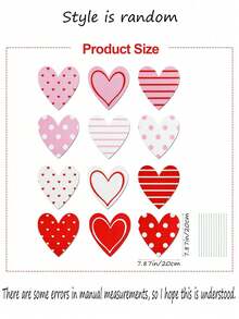 8/12Pcs Cute Heart-Shaped Wooden Valentine's Day Wedding Ornaments, Large Red Pink Plaid Heart Decorations, Perfect For Valentine's Day Home Wedding Office Decor - Multicolor - View 10