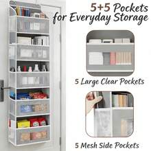 5-Tier Hanging Storage Organizer With 10 Extra Large Side Pockets, Anti-Tilt Design & 44 Lb Heavy-Duty CapacityMulti-Purpose Over The Door Pantry Organizer For Bedroom, Bathroom, Dorm & PantryPerfect For Toiletries, Snacks - Black - View 5