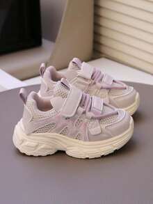 1 paire de baskets respirantes en maille pour enfants, chaussures de sport à semelle souple antidérapante, chaussures polyvalentes de loisirs et de course pour l'extérieur, convenant aux tout-petits, toutes saisons (printemps, été, automne, hiver) - Rose bonbon - Voir 3