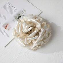 Rose Flower Brooch And Pins, Handmade Floral Hair Clips, Large Satin Fabric Flowers Brooches Accessories For Women,White - White - 查看 8