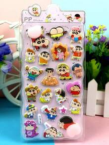 蜡笔小新可爱厚软捏捏减压贴纸，儿童卡通3D泡沫贴纸，泡泡贴纸 - 彩色 - 查看 5
