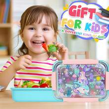 Fiambrera Bento de acero inoxidable para niños, 710 ml/24 onzas sin BPA y a prueba de fugas para niños con 3 compartimentos, almuerzo para estudiantes de regreso a la escuela, - 1 - Ver 5