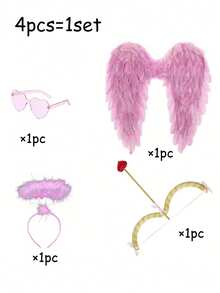 1 Set Cupid Bow And Arrow Set, Red And Pink Valentine's Day Party Decorations, Valentine's Day Special Event Costume Accessories, With Heart Pattern, Romantic Atmosphere Party Decorations, Suitable For Wedding, Valentine's Day Decoration, Valentine's Day Party - Multicolor - View 15