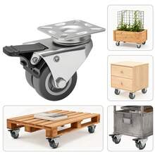 2-Inch (50mm) Heavy Duty Swivel Caster Wheels With Brake, Set Of 4, 400KG Capacity Each - 2 With Brakes + 2 Without Brakes - View 2