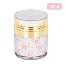 1 chai hút chân không trong suốt có nơ hồng và trái tim, hộp đựng mỹ phẩm du lịch màu vàng kim tiện dụng - Bình bơm tái sử dụng chống rò rỉ dùng cho kem dưỡng da mặt, serum, dầu - Mỹ phẩm có thể nạp lại với niêm phong chân không giúp bảo quản. - Vàng - Xem 8