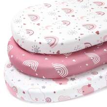 3PCS Baby Bassinet Sheets, Breathable Cozy Fitted Mattress Sheet,Floral Elastic Travel Bassinet Cover For Baby Boys Girls - Multicolor - View 9