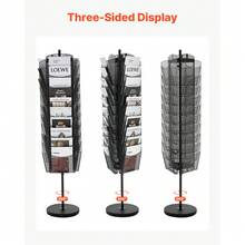 Rotating Brochure Display Rack, 30 Pockets Mesh Magazine Literature Display Stand, Portable Floor Standing Magazine Rack, Metal Newspaper Catalog Holders For Shop Exhibitions Office Trade Show - Base type 30 slots - 查看 4