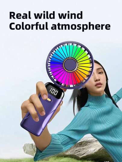 2025 New Handheld Mini Fan, USB Portable With Digital Display, Quiet Operation, Suitable For Office Desk, Dorm, Rechargeable, Outdoor Use. 1pc Portable Handheld Fan, Battery Powered, With LED Display, 3-In-1 Handheld/Necklace/Desk Fan, 90° Foldable Desk Fan With Base, Makeup Fan For Women