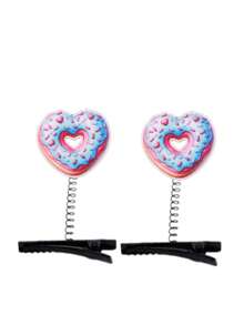 2pcs Couple Hair Clips Valentine's Day Matching Heart Hair Barrettes For Lovers - Multicolor - View 3