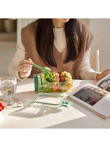 1pc Side-Opening Leak-Proof Stackable Salad Container, Reusable Sealed Layered Salad Bowl, Portable Lunch Salad Box For Picnic, Family Gathering, Outdoor Travel