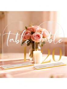 Wedding Table Numbers 1-20 With Stands, 5" X 7" Elegant Acrylic Display Signs With Golden Text, Great Table Numbers For Wedding Reception, Decoration, Centerpiece, Party, Anniversary And Event - Vàng - Xem 1