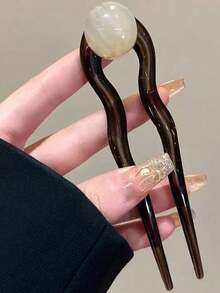1个复古U型发夹，高端丸子头造型及凌乱丸子头发饰，优雅简约发爪夹，丸子头造型器，发饰，学生用品，女士发饰 - 彩色 - 查看 8