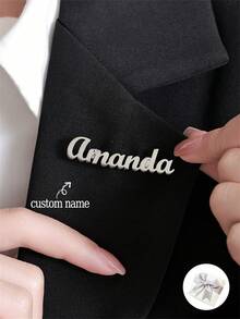 1pc Customized Personalized Name Brooch - Elegant Stainless Steel Personalized Letter Pin, Suitable For Birthday, Wedding, Graduation Ceremony And Special Family Gifts, Multi-Functional All-Season Accessory, Personalized Gift | Elegant Style | Durable Brooch - Style Three - View 5