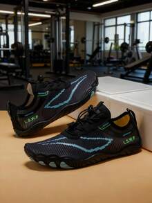 L.S.W.P 男士水鞋，赤足五指沙滩涉水鞋，轻便透气，速干，适合溪流徒步、浮潜、远足、健身、漂流、沙滩、普拉提、居家穿着、有氧运动 - 黑色 - 查看 3