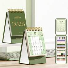 1pc 2026 New Minimalist Creative Desktop Mini Calendar, Triangular Base For Stable Placement, Thick Cardboard Inner Pages, Smooth Flipping Metal Coil Binding, Includes Countdown Memo, Monthly & Annual Calendar, Office Decor, Gift, Prize, Stationery, School Supplies (Random Print) - Multicolor - View 18