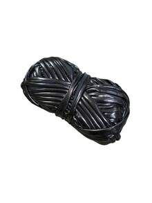 1 件黑色金属色闪亮布条，人造皮革柔软手工编织包工艺材料，彩虹色纱线 - 黑色 - 查看 16