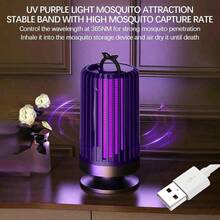 USB供电静音驱蚊灯 - 紫色灯光，双传感器技术，紫外线吸引蚊子，360°广角防护，耐用ABS材质，适用于户外和卧室，守护睡眠，四季必备，灭蚊神器