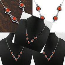 Collar clásico de 845 quilates de estilo nativo americano del suroeste con piedras preciosas les de forma redonda para mujer collar de piedra natal hecho a mano para mujer regalo de joyería para su esposa hermana novia - Cornalina - Ver 1